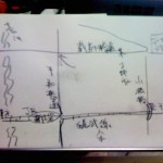 実際の地図を参考に必要最低限の情報のみを書きだす。